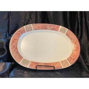 Vintage 2003 Pfaltzgraff Holiday Spice, Motif, Ceramic Serving Platter, 14" Oval